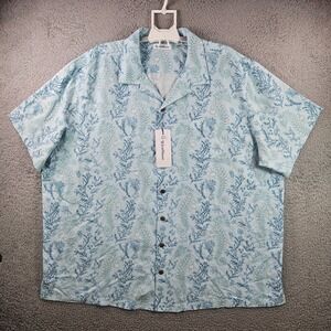 NEW Roundtree & Yorke Caribbean Summer Shirt Men 3XB Tall Sea Life Teal Blue